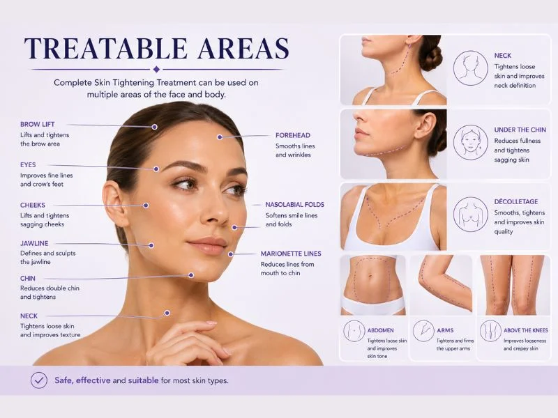 Areas of the body you can have complete skin tightening treatment Livingston