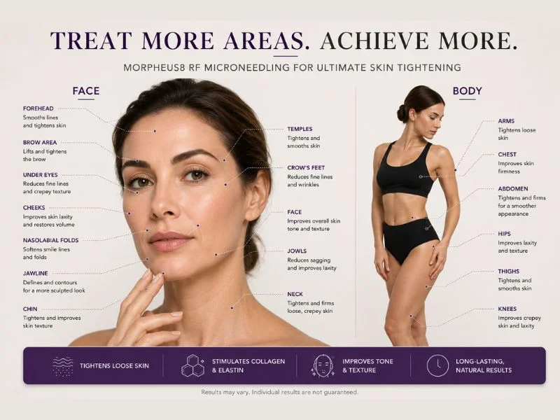 Total Skin tightening treatment Livingston areas of the body and face that can be treated